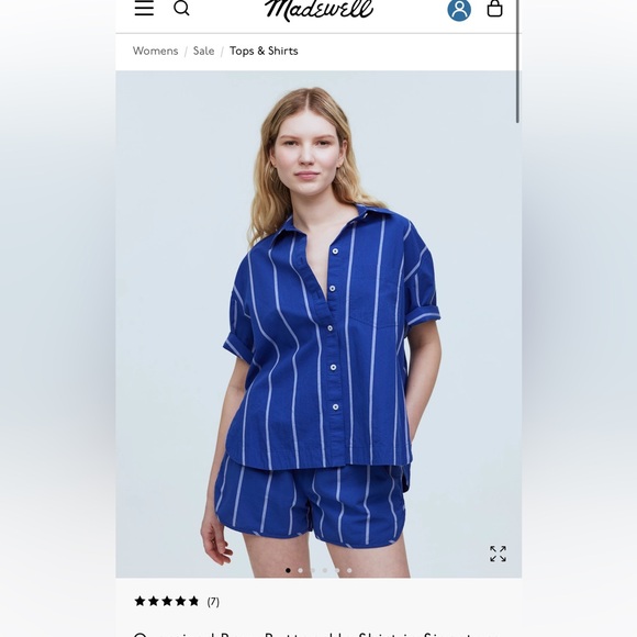 Madewell Tops - Madewell oversized Blue Striped Shirt